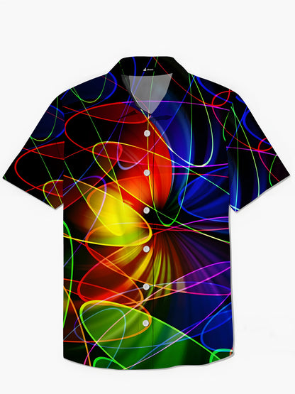 Geometrische Linien Drucken Herren -Taschen -Kurzärmel -Shirts