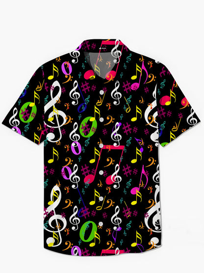 Musical Note Print Herren -Tasche Kurzarm Shirts