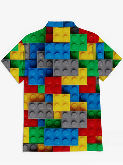Building Block Print Herren -Tasche Kurzarm Shirts