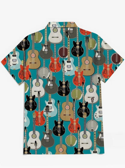 Guitar Art Print Herren -Tasche Kurzarm Shirts