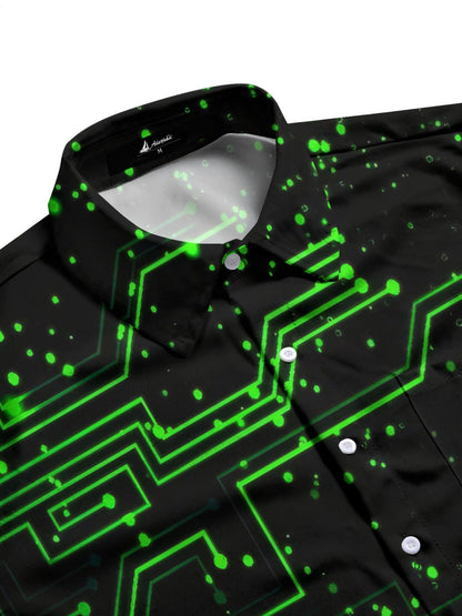 Geometrische Print -Herren -Taschen -Kurzärmel -Shirts