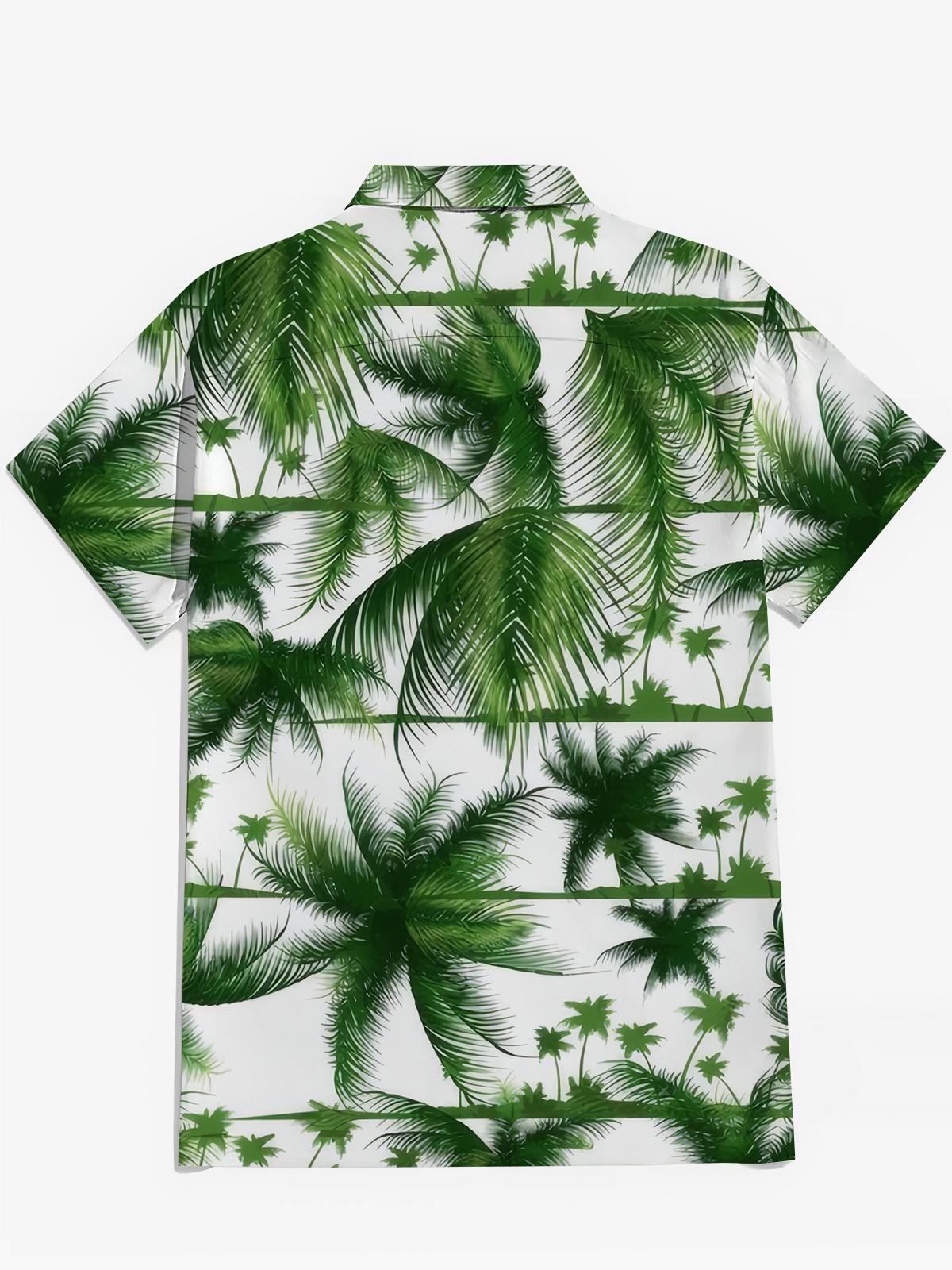 Hawaiian Palm Tree Print Herren -Tasche Kurzarm Shirts