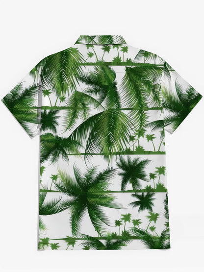 Hawaiian Palm Tree Print Herren -Tasche Kurzarm Shirts