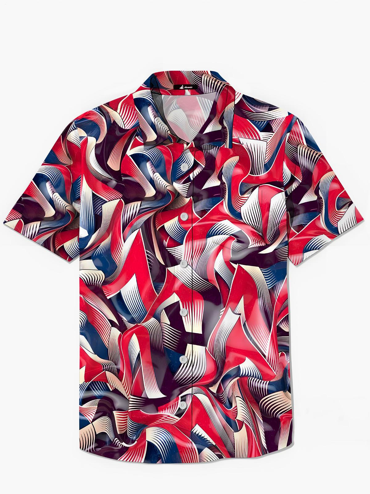 Abstrakte Herren -Taschen -Kurzarmhemden