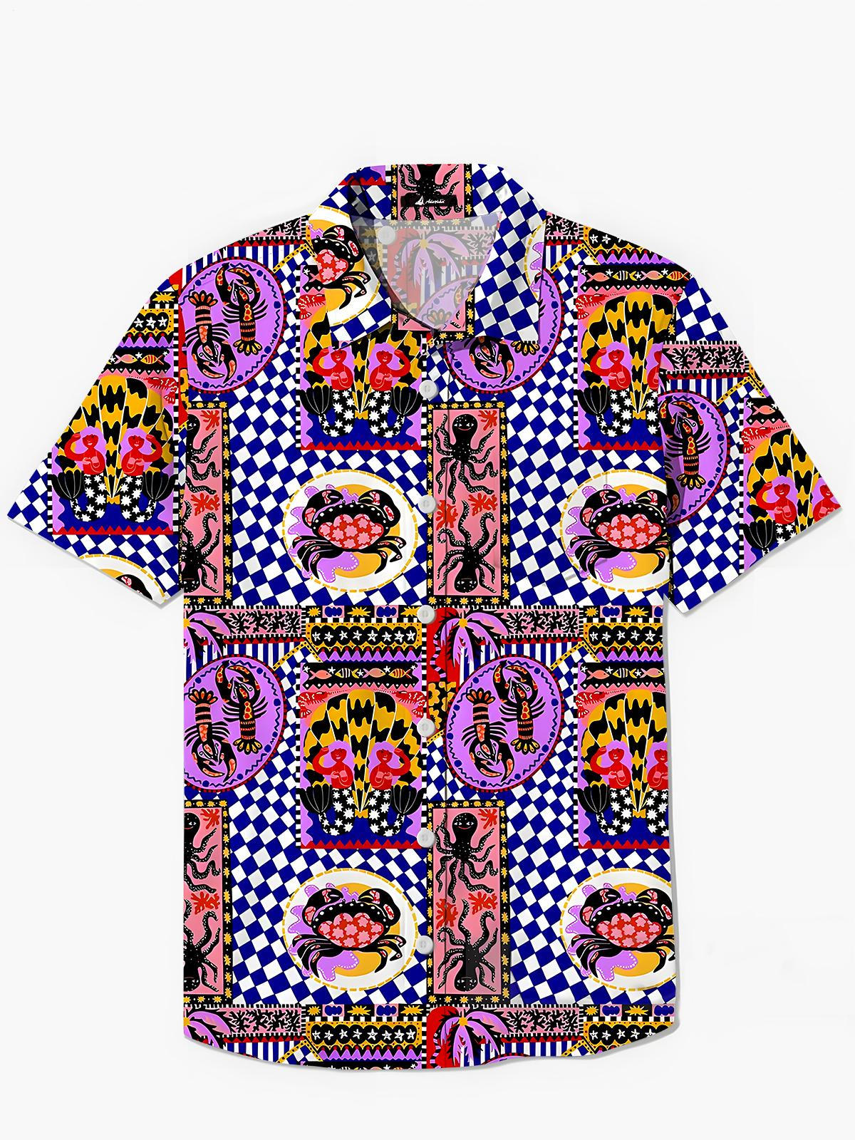 Kurzarmhemden Für Meeresfrüchte Herren Tasche