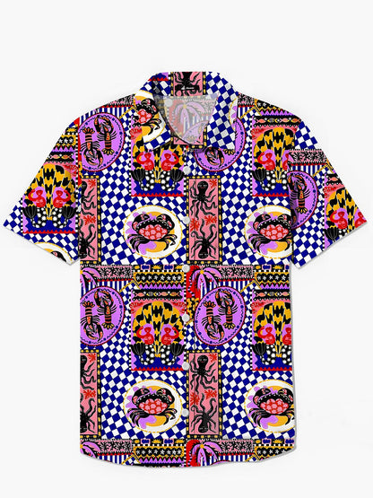 Kurzarmhemden Für Meeresfrüchte Herren Tasche