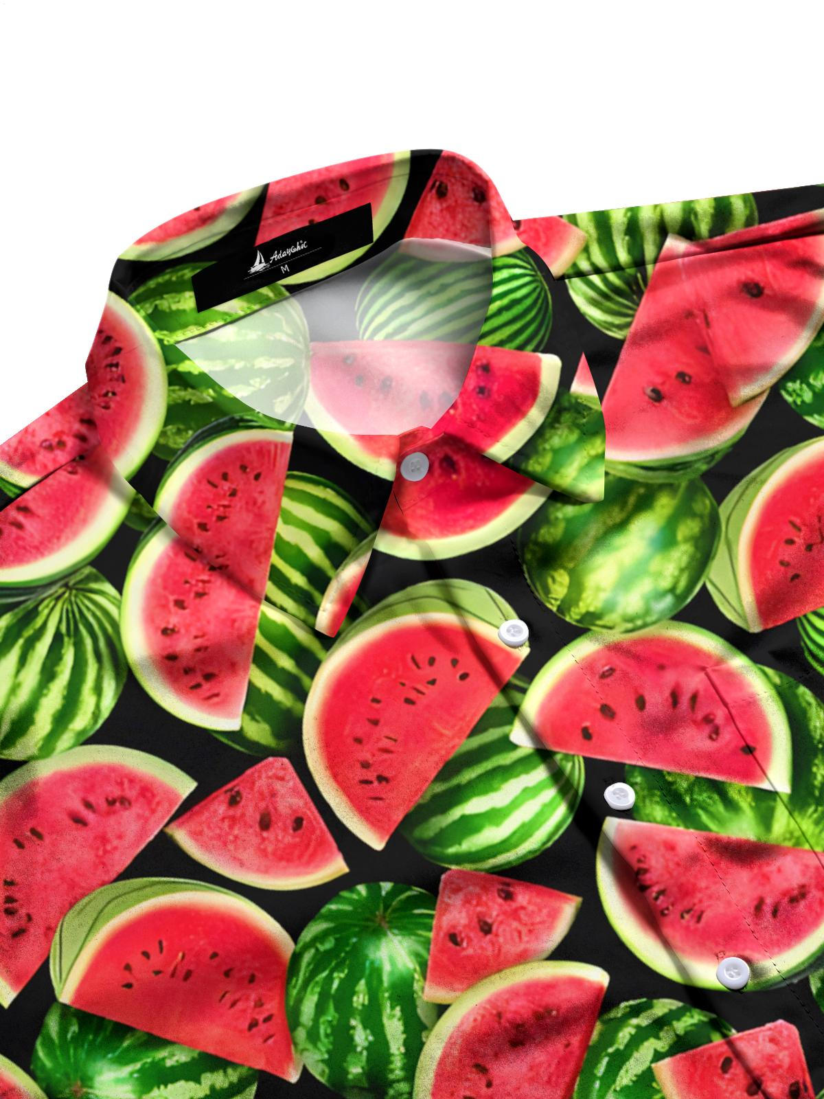 Wassermelondruck -Tasche Kurzarm Shirts Für Männer