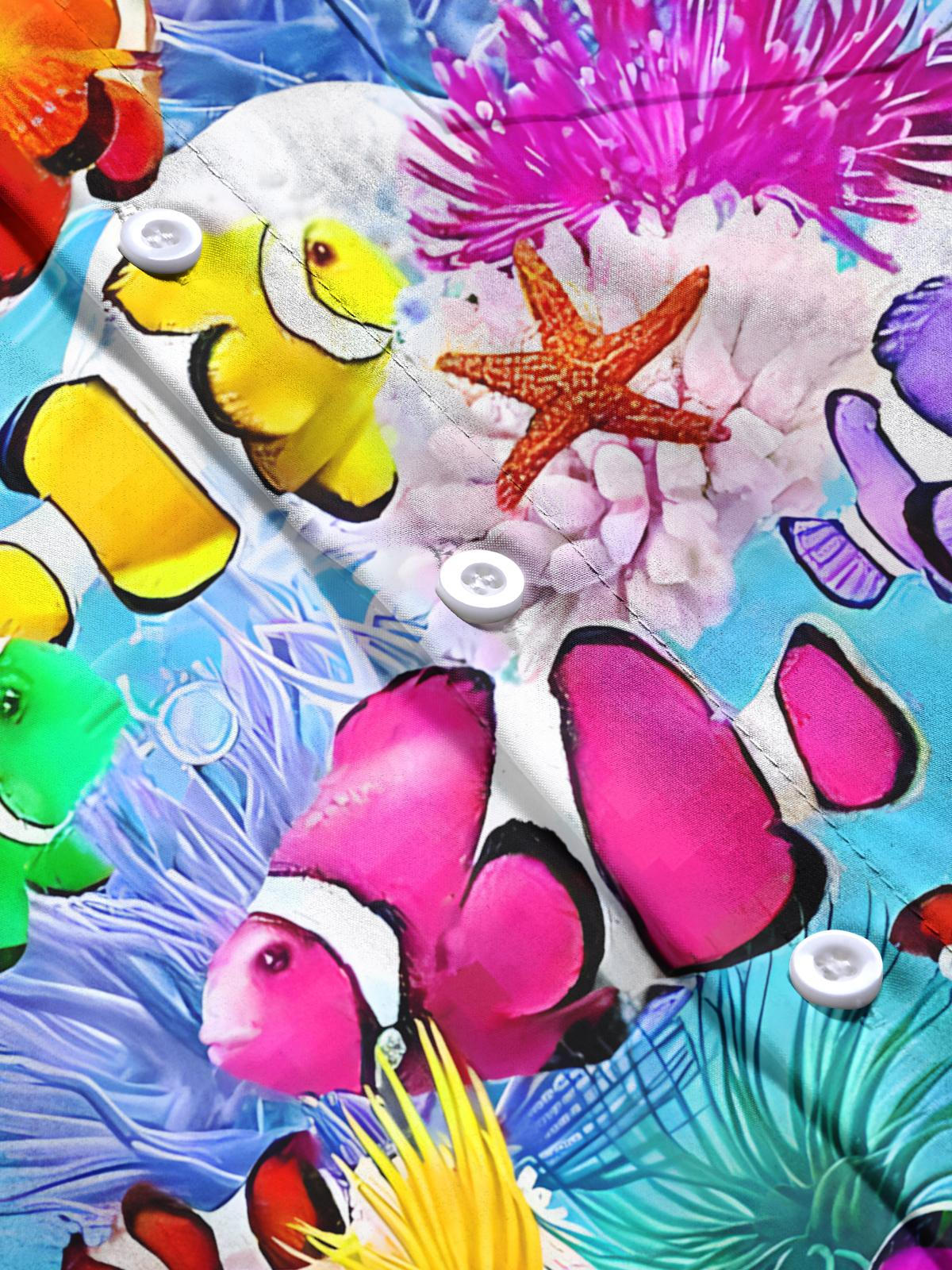 Ocean Fish Print Herren -Tasche Kurzarm Shirts