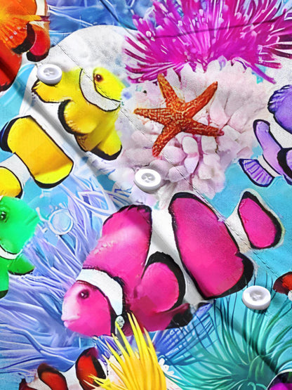 Ocean Fish Print Herren -Tasche Kurzarm Shirts