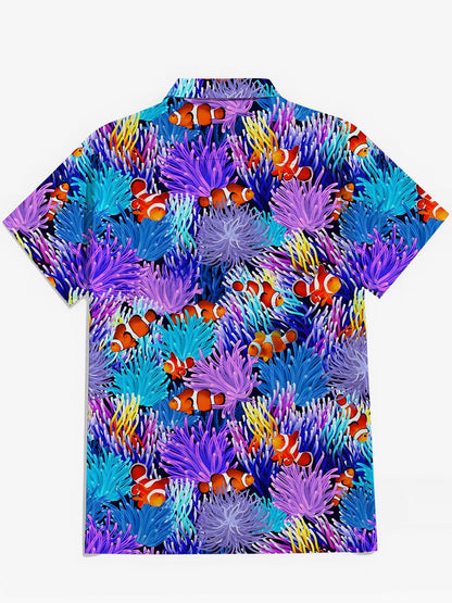 Ocean Fish Print Herren -Tasche Kurzarm Shirts