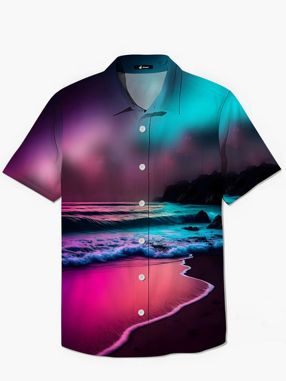 Strandlandschaftsdrucken Herren -Tasche Kurzarm Shirts