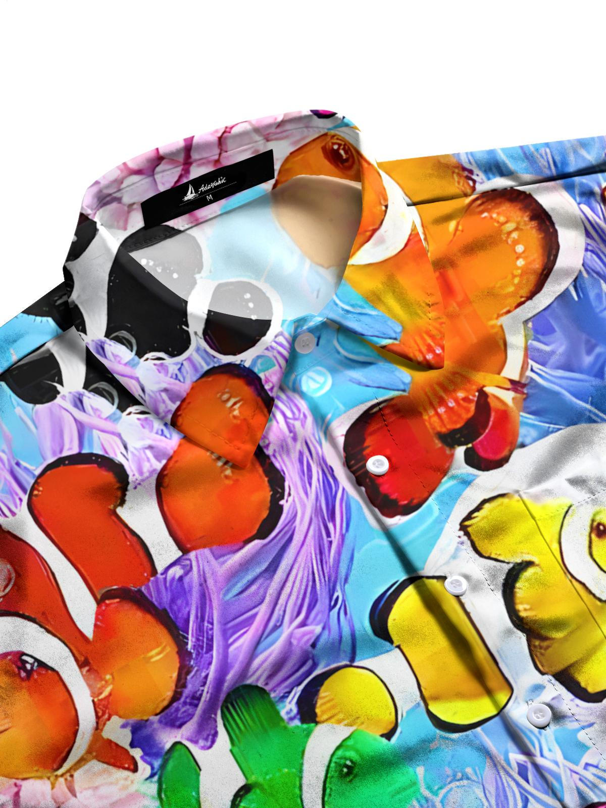 Ocean Fish Print Herren -Tasche Kurzarm Shirts