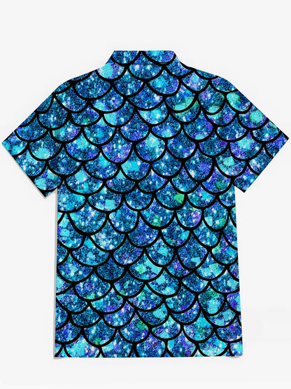 FISH SCALE Drucken Herren -Taschen -Kurzarmhemden