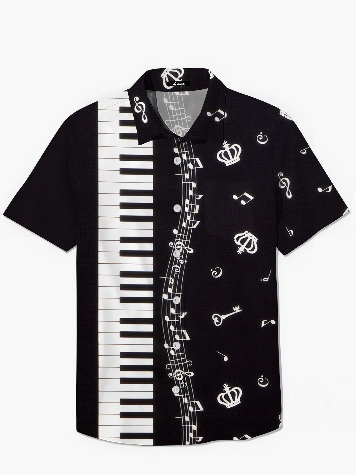 Musical Note Piano Print Herren -Tasche Kurzarm Shirts