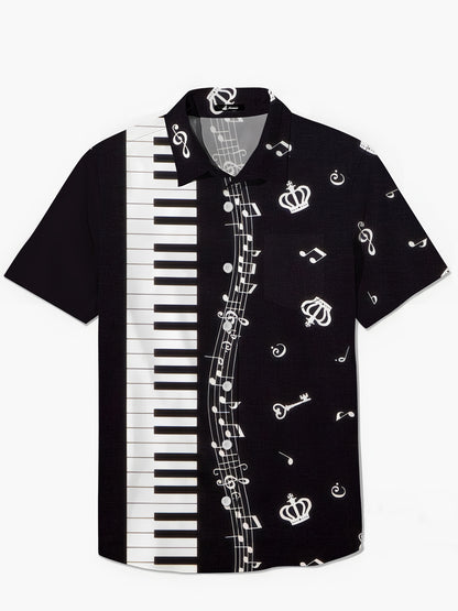 Musical Note Piano Print Herren -Tasche Kurzarm Shirts