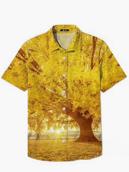 Baumdruck -Taschen -Kurzarm -Hemden Für Männer Drucken