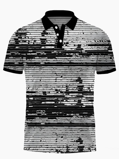 Geometrische Linien Drucken Kurzärmel -Polo -Hemd Von Männern.