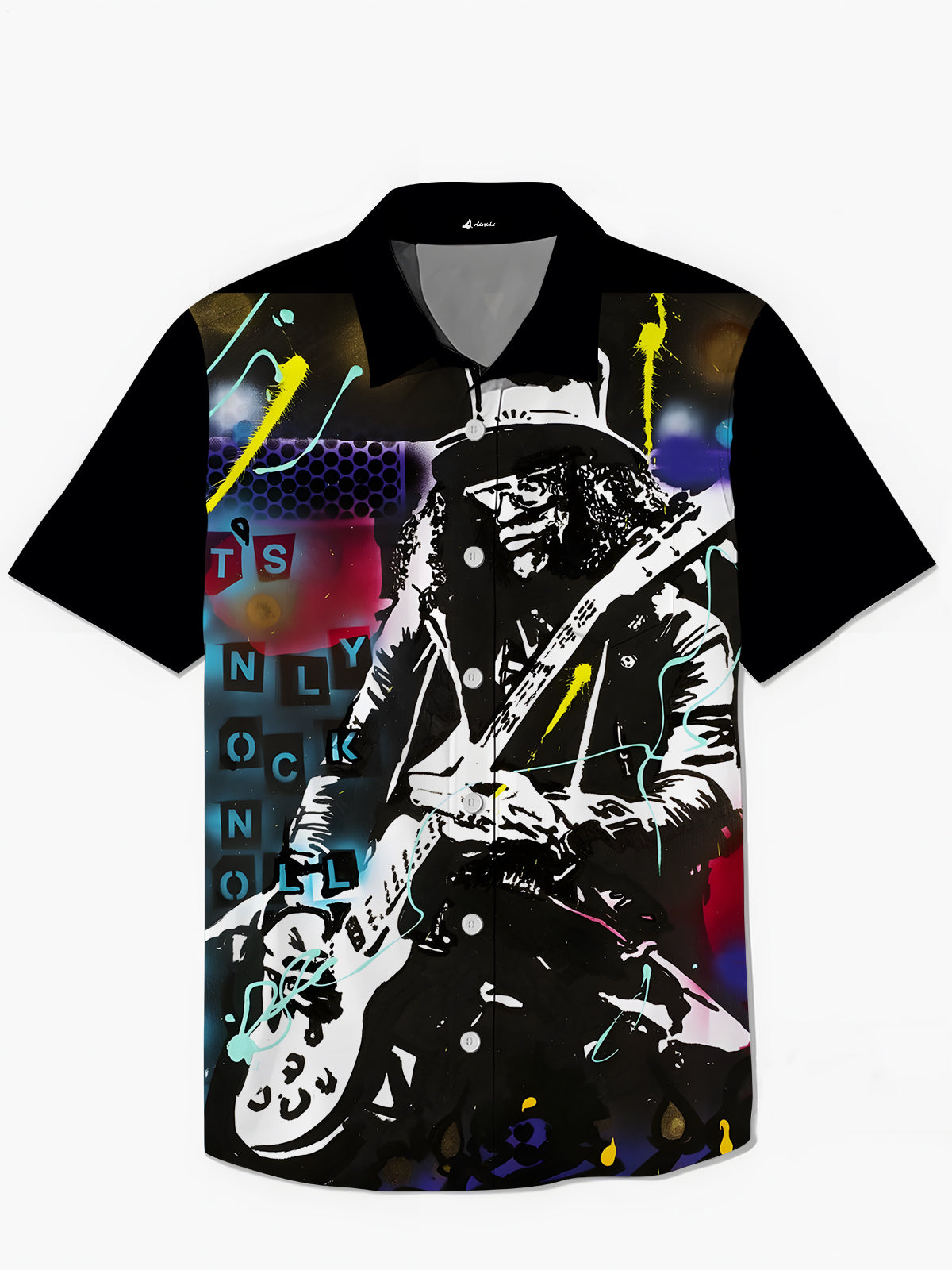 Rock Art Print Men's Pocket Short Sleeve Shirts
