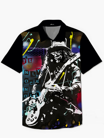 Rock Art Print Men's Pocket Short Sleeve Shirts