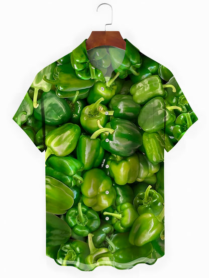 Chili Print Herren -Tasche Kurzarm Shirts