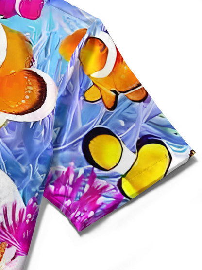 Ocean Fish Print Herren -Tasche Kurzarm Shirts