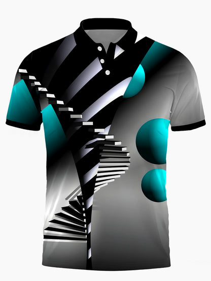 Geometrie Herren Kurzärmel -Polo -Hemd Polo -Hemd