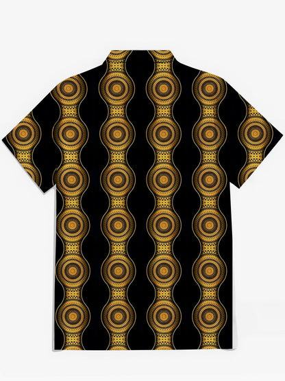 Vintage National Print Herren -Tasche Kurzarm Shirts