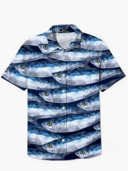 Fisch -Herren -Taschen -Kurzarmhemden