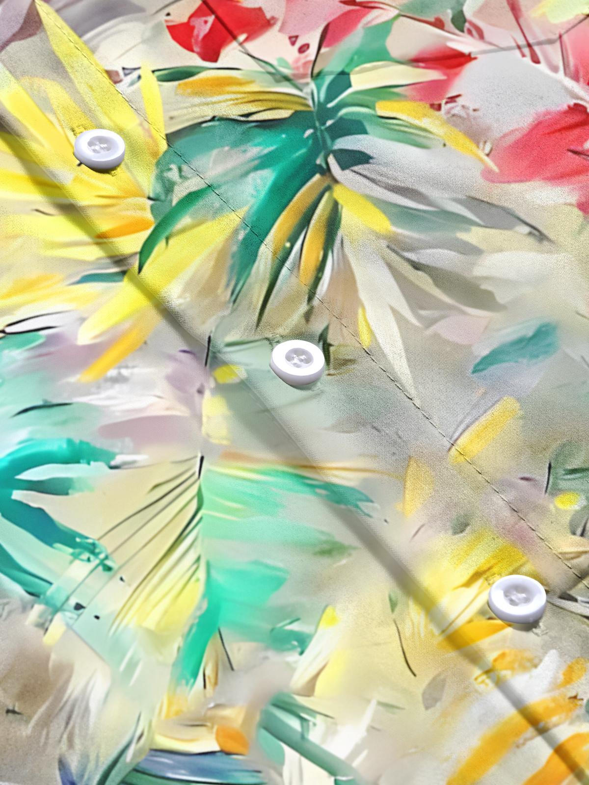 Blattdruck Herren -Tasche Kurzarm Shirts