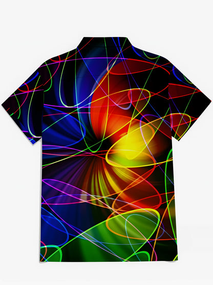 Geometrische Linien Drucken Herren -Taschen -Kurzärmel -Shirts