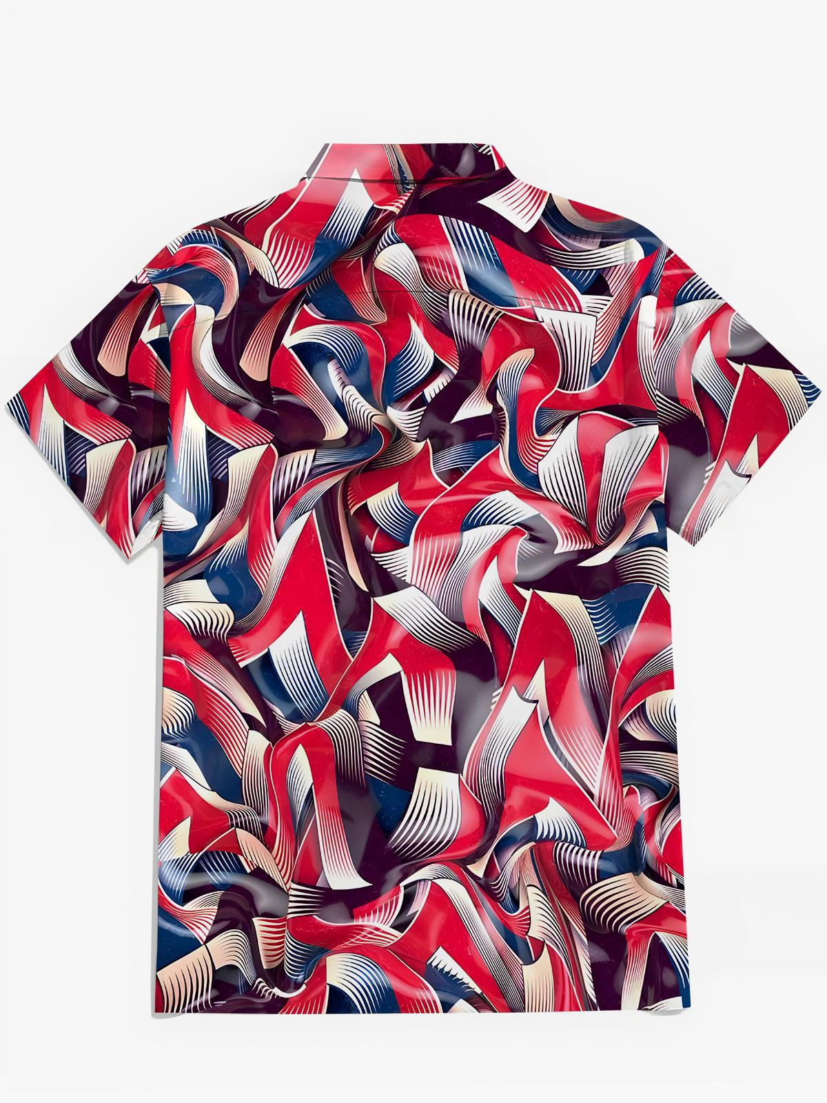 Abstrakte Herren -Taschen -Kurzarmhemden