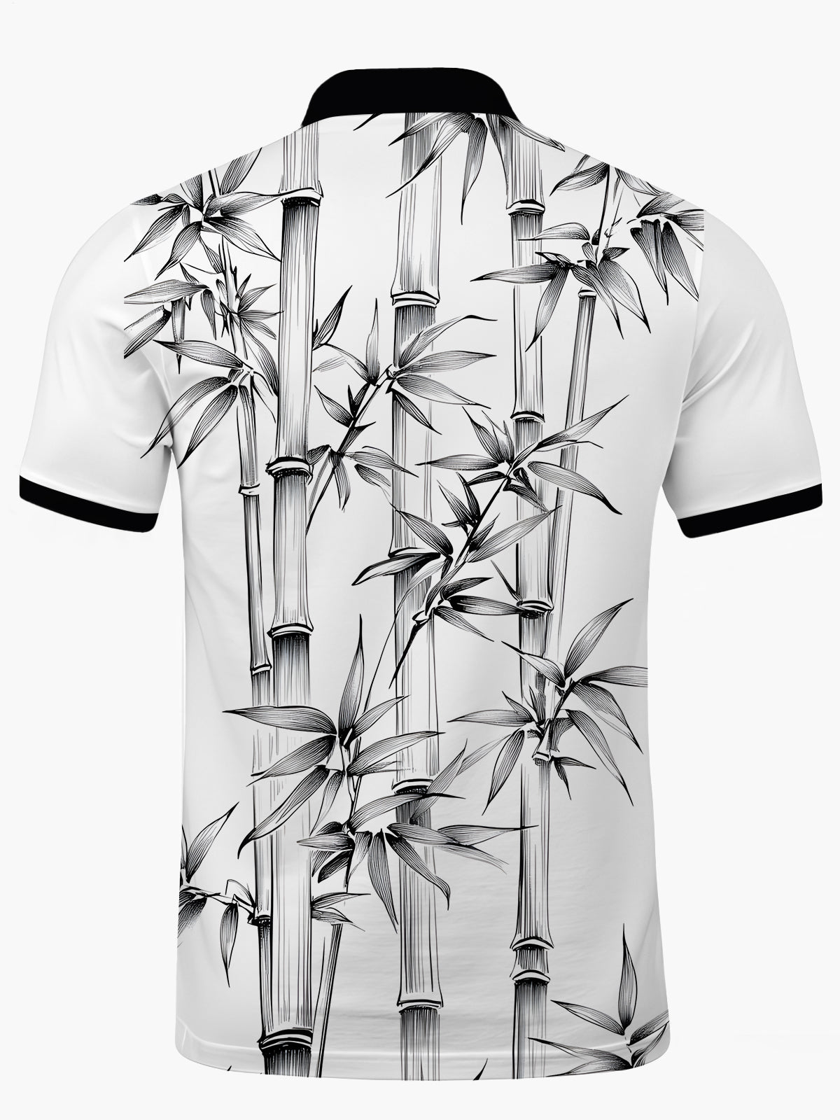Bambusdruck -Polo -Hemd Für Männer Mit Kurzem Ärmelknopf