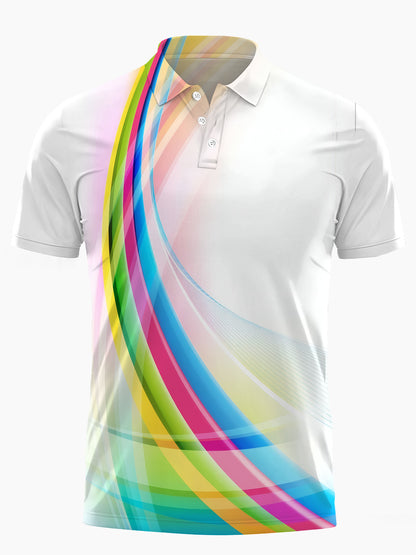 Abstrakter Gradientendrucker Männer Mit Kurzem Ärmelknopf Poloshirt