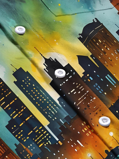 City Night Landscape Print Herren -Tasche Kurzarm Shirts