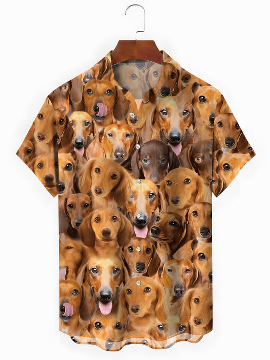 Hundedruck Herren -Tasche Kurzärmelige Hemden