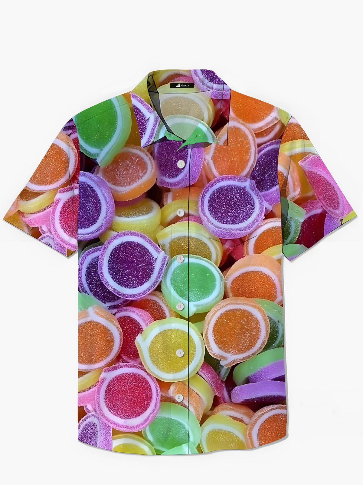 Süßwarendruck Herren -Taschen -Kurzärmel -Shirts