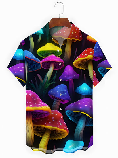 Pilzdrucken Herren -Taschen -Kurzarmhemden Für Kurzarm