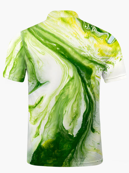 Abstrakter Gradientendrucker Männer Mit Kurzem Ärmelknopf Poloshirt
