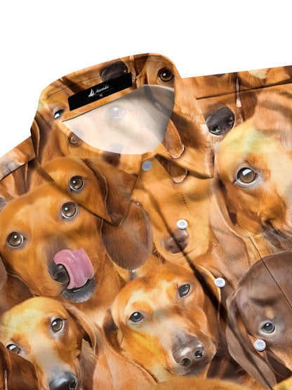 Hundedruck Herren -Tasche Kurzärmelige Hemden