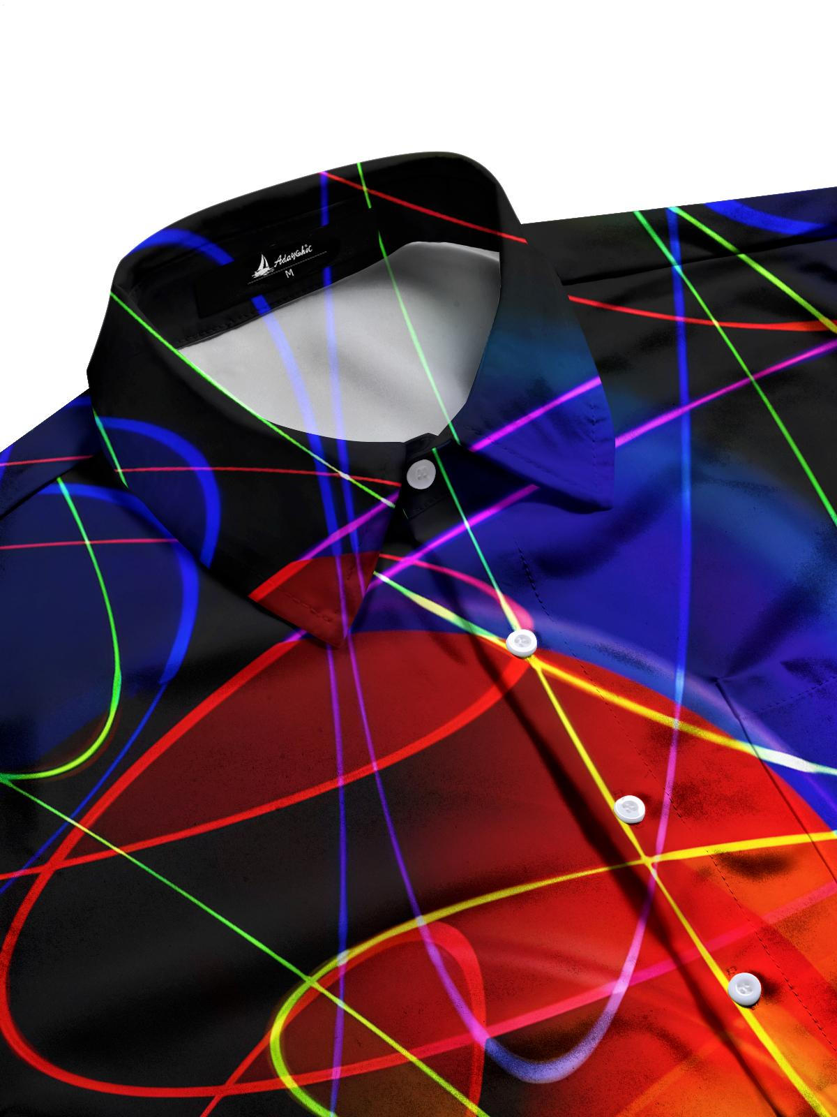 Geometrische Linien Drucken Herren -Taschen -Kurzärmel -Shirts