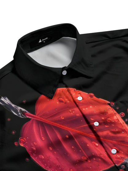 Blattdruck Herren -Tasche Kurzarm Shirts