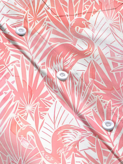 Flamingo Print Herren -Tasche Kurzarm Shirts