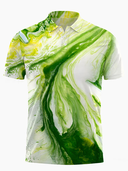 Abstrakter Gradientendrucker Männer Mit Kurzem Ärmelknopf Poloshirt