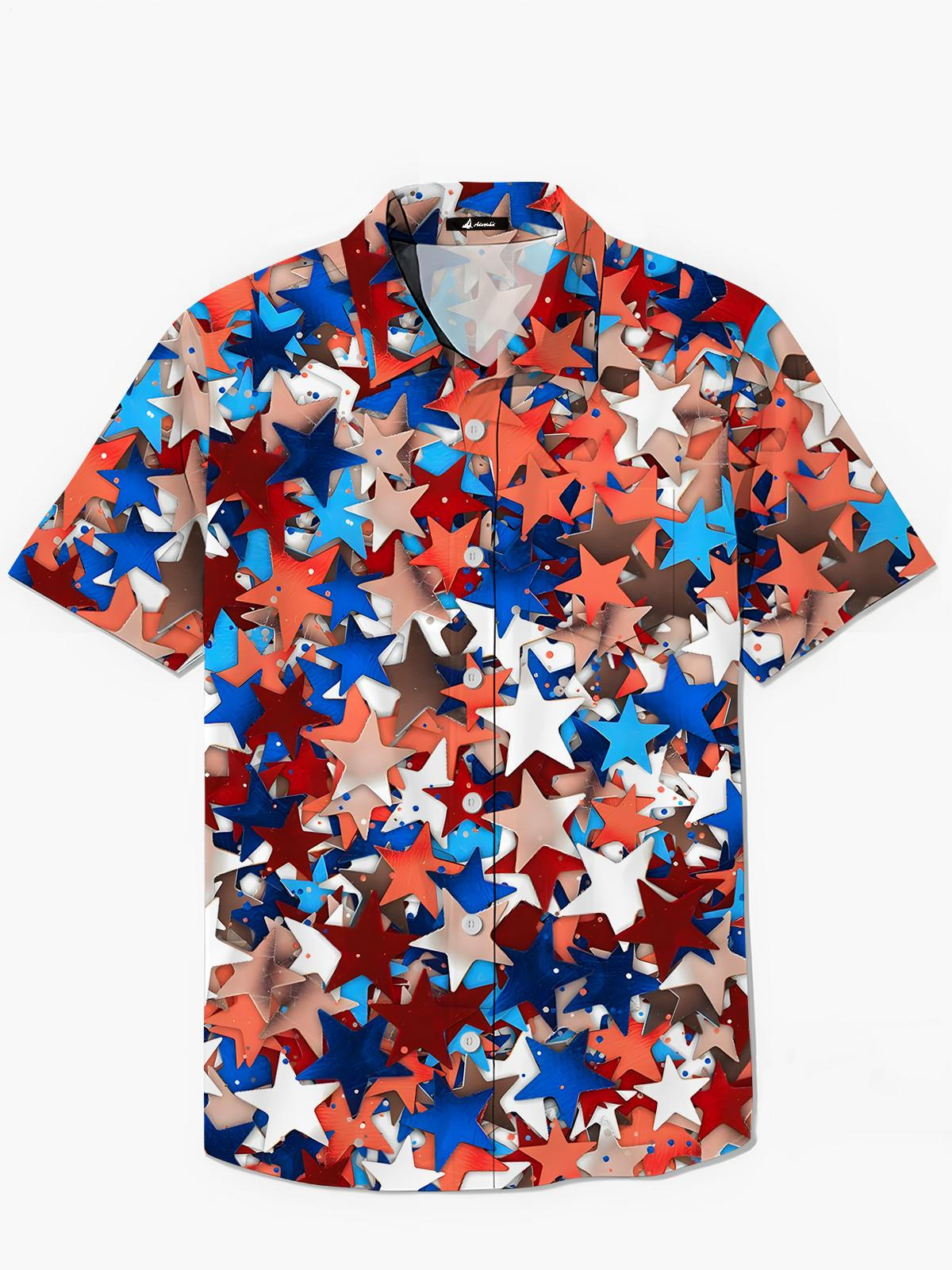 Sternenhemden Mit Kurzarm -Taschen -Tasche