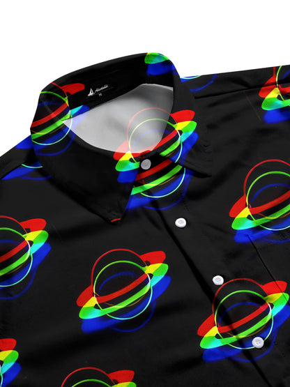 Universum Planet Print Herren -Tasche Kurzarm Shirts