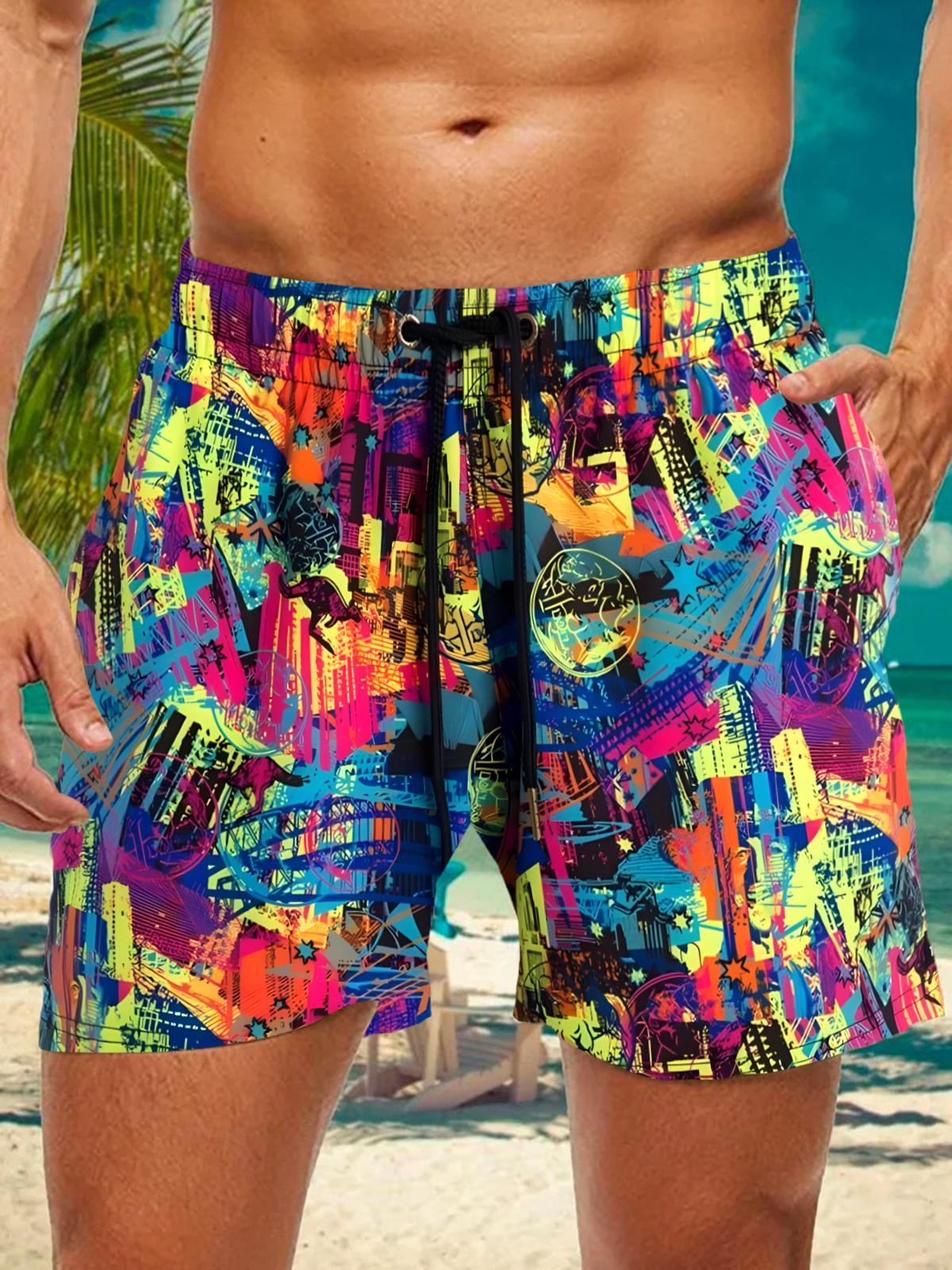 Tiegepocket -Shorts Für Herren -Print -Taschenkinne Binden