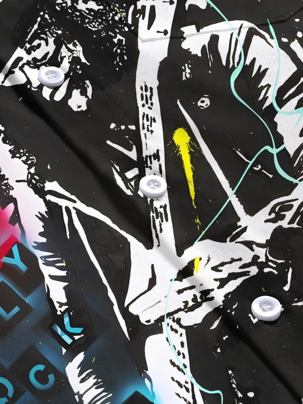 Rock Art Print Men's Pocket Short Sleeve Shirts