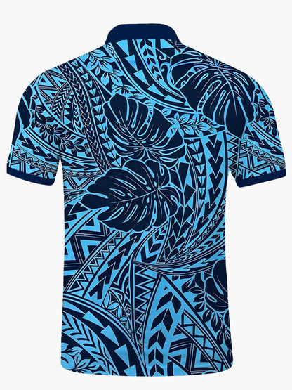 Hawaiian Leaf Herren -Kurzärmel -Polo -Hemd Mit Kurzarmknopf