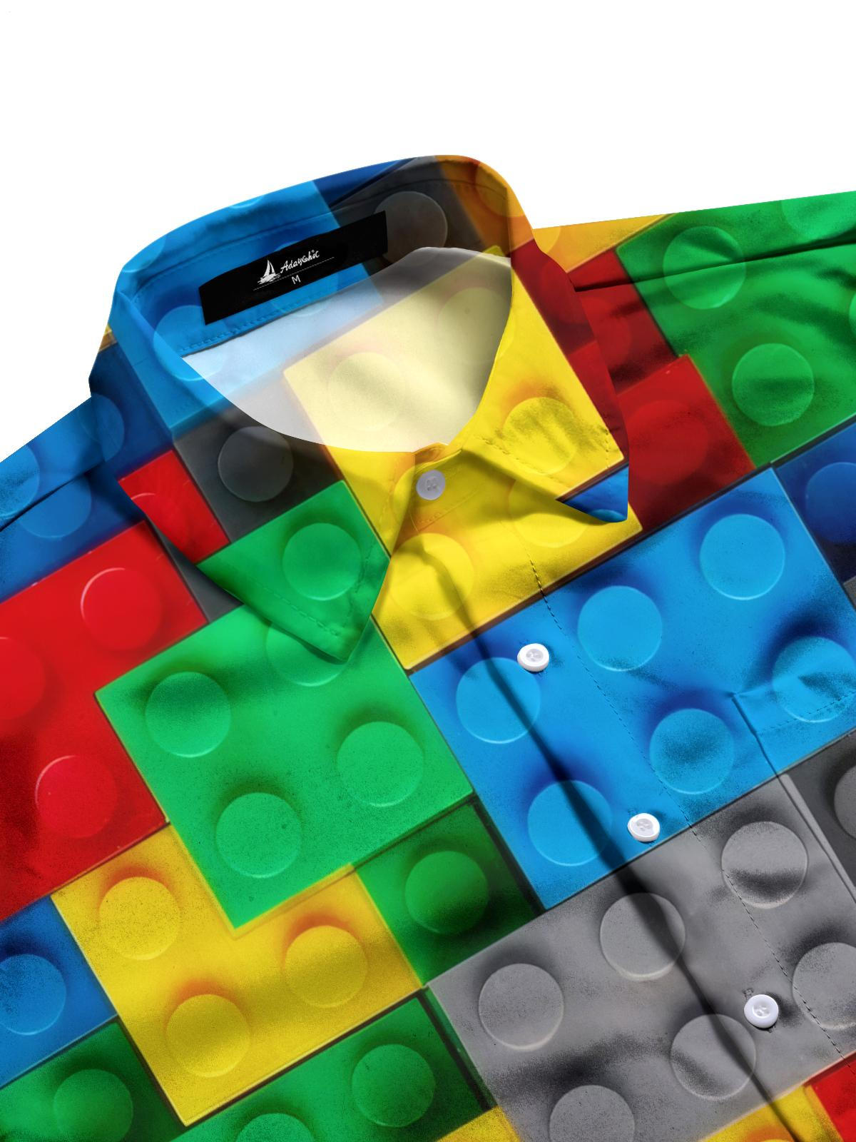 Building Block Print Herren -Tasche Kurzarm Shirts