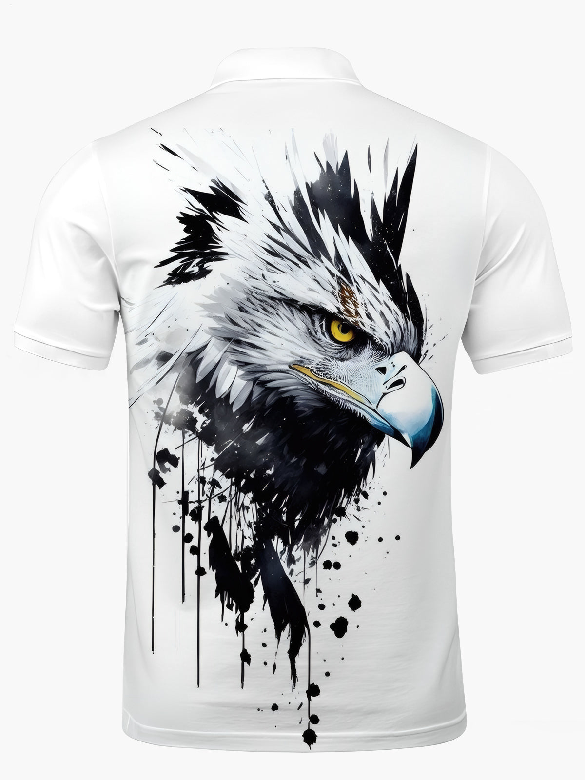 Eagle Print Männer Kurz Ärmelknopf Poloshirt